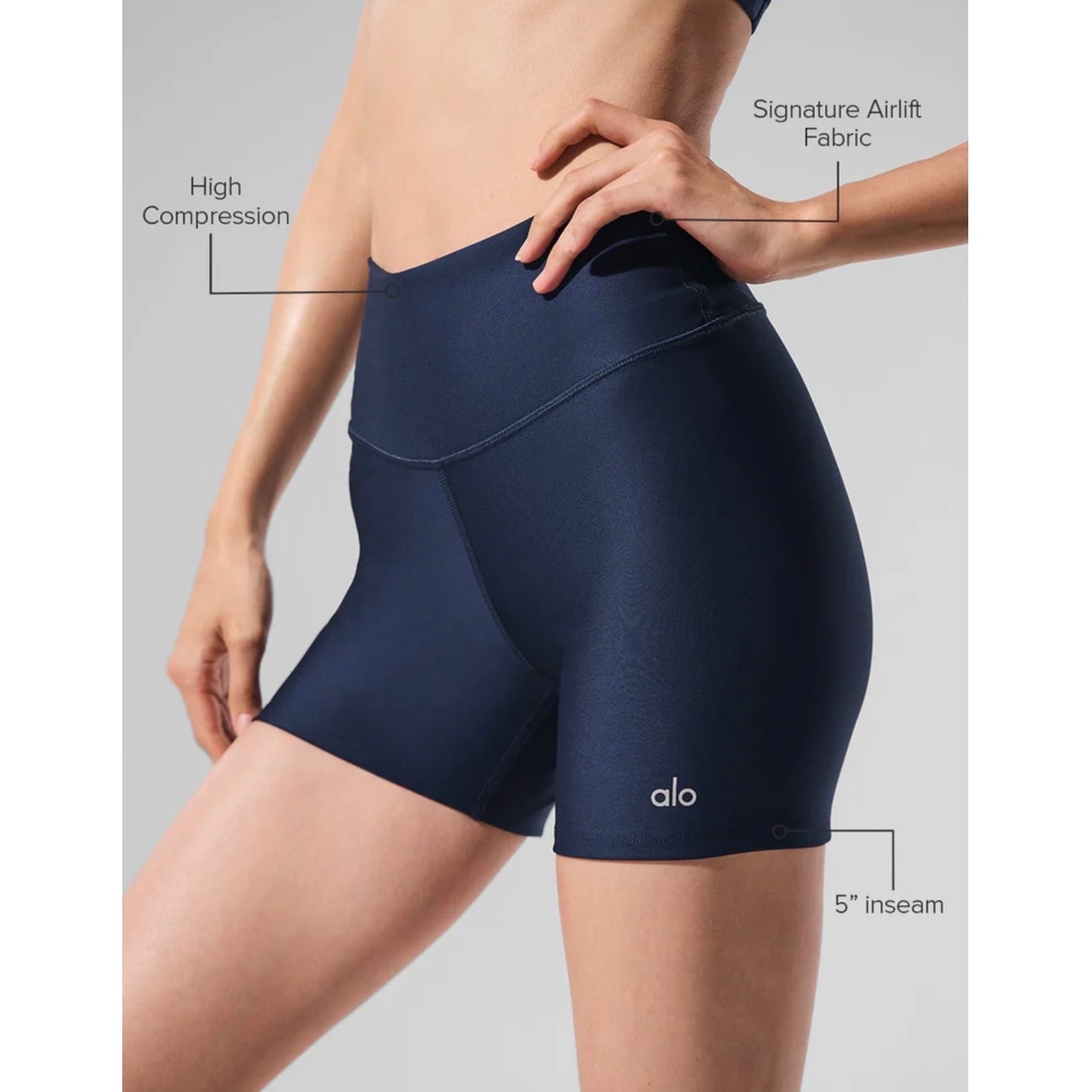 Alo Yoga Airlift Energy Short Navy Blue High Waist 5" Inseam Large Never Opened